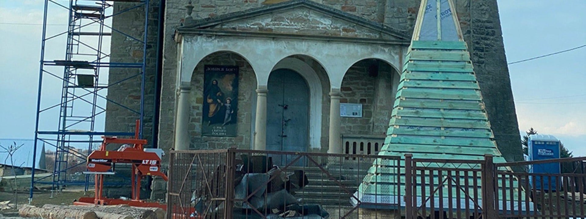 An old church roof renovation in Ukraine